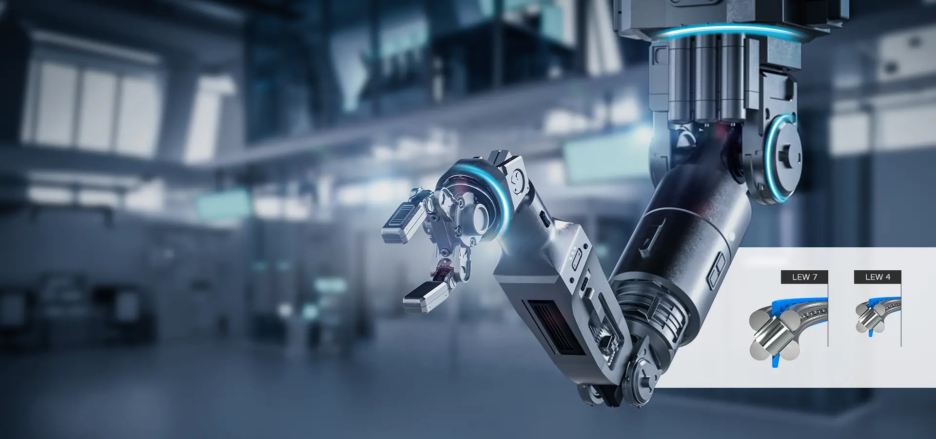 Roulement type LEW dans un bras de robot